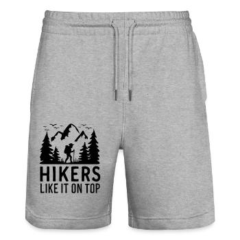 Wanderer Wandern Berge Wälder Natur - Stanley/Stella Unisex Bio Joggingshorts Trainer  - Grau meliert - Vorne - Nik (191cm) & Marisol (170cm)