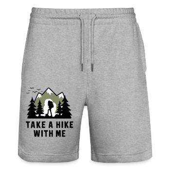 Wandern Wanderer Take A Hike With Me - Stanley/Stella Trainer Unisex Organic Jogging Shorts - heather grey - Front - Nik (191cm) & Marisol (170cm)