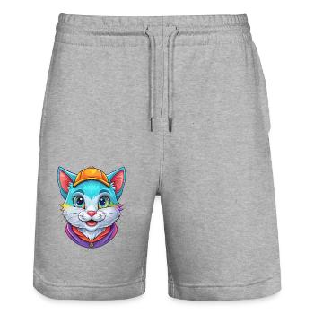 Bambino Katze Rasse Cartoon Kawaii Tier Haustier - Stanley/Stella Unisex Bio Joggingshorts Trainer  - Grau meliert - Vorne - Nik (191cm) & Marisol (170cm)