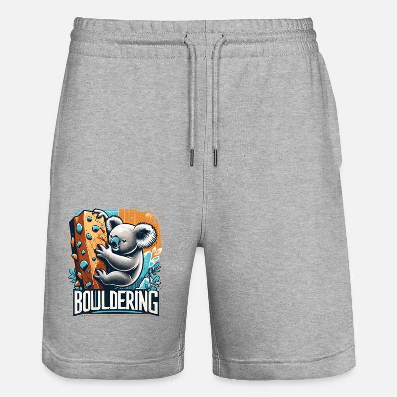 Bouldering Koala Gift - Stanley/Stella Trainer Unisex Organic Jogging Shorts - heather grey