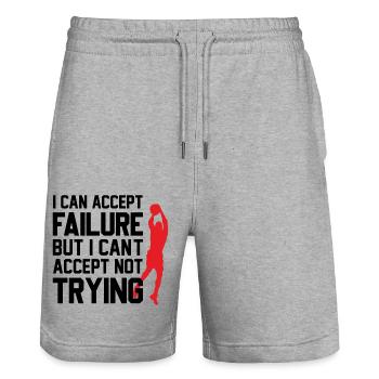 Design de basket-ball cool avec un dicton motivant - Short de jogging bio TRAINER Stanley/Stella unisexe - gris chiné - Devant - Nik (191cm) & Marisol (170cm)