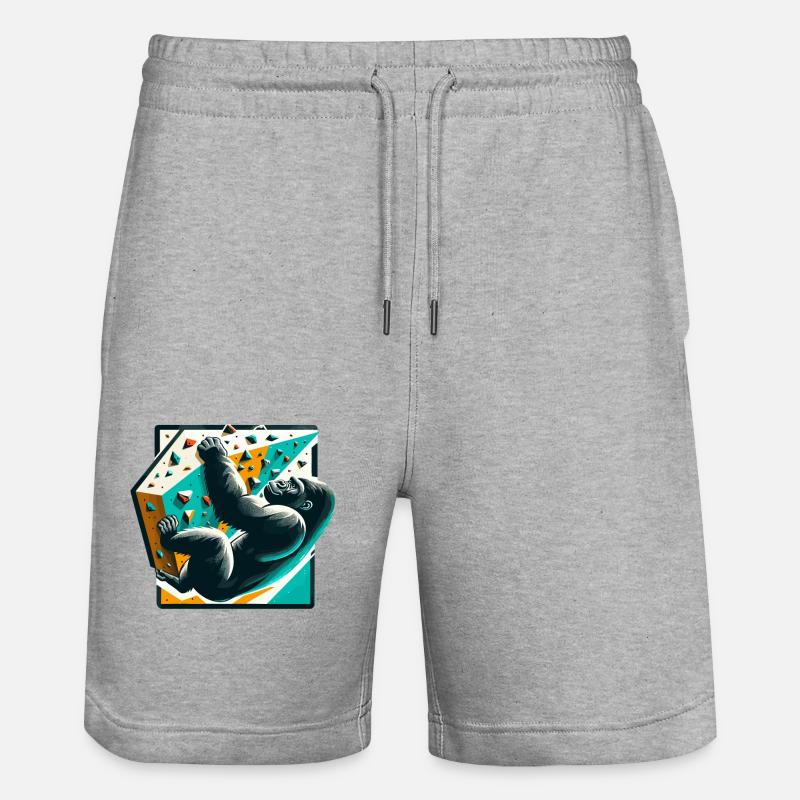 Bouldern Gorilla Geschenk - Stanley/Stella Unisex Bio Joggingshorts Trainer  - Grau meliert