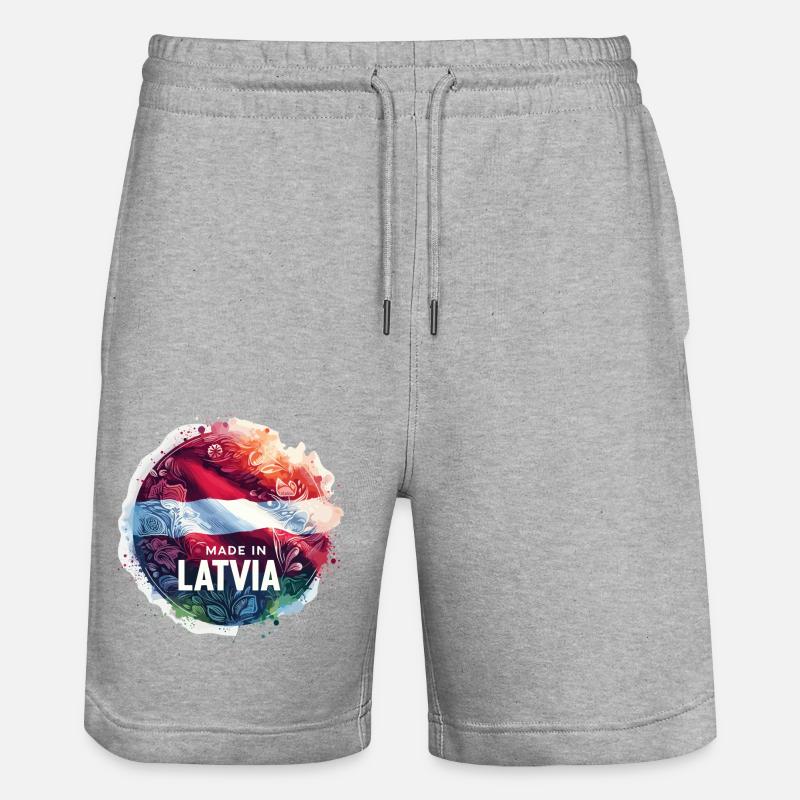 Made in Latvia Gift - Stanley/Stella Trainer Unisex Organic Jogging Shorts - heather grey