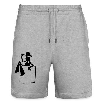 poche homme lutin service théâtre rétro - Short de jogging bio TRAINER Stanley/Stella unisexe - gris chiné - Devant - Nik (191cm) & Marisol (170cm)