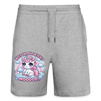 Trauriges Einhorn in „Nicht in der Stimmung“ - Stanley/Stella Unisex Bio Joggingshorts Trainer  - Grau meliert - Vorne - Nik (191cm) & Marisol (170cm)