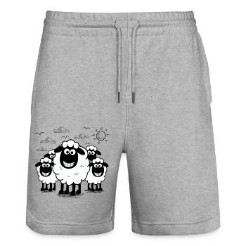 Lustige Schafe Schafherde Tiere - Stanley/Stella Unisex Bio Joggingshorts Trainer  - Grau meliert - Vorne - Nik (191cm) & Marisol (170cm)