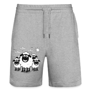 Lustige Schafe Schafherde Tiere - Stanley/Stella Unisex Bio Joggingshorts Trainer  - Grau meliert - Vorne - Nik (191cm) & Marisol (170cm)