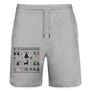Scandinavian Christmas Elements and Winter Trees - Stanley/Stella Trainer Unisex Organic Jogging Shorts - heather grey - Front - Nik (191cm) & Marisol (170cm)