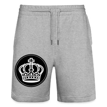 Symbole de la couronne Cercle - Short de jogging bio TRAINER Stanley/Stella unisexe - gris chiné - Devant - Nik (191cm) & Marisol (170cm)