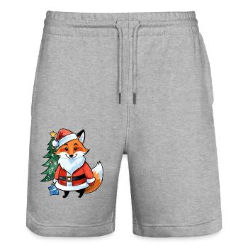 Fuchs Weihnachten Wasserfarben - Stanley/Stella Unisex Bio Joggingshorts Trainer  - Grau meliert - Vorne - Nik (191cm) & Marisol (170cm)