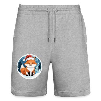 Fox Christmas Watercolors - Stanley/Stella Trainer Unisex Organic Jogging Shorts - heather grey - Front - Nik (191cm) & Marisol (170cm)