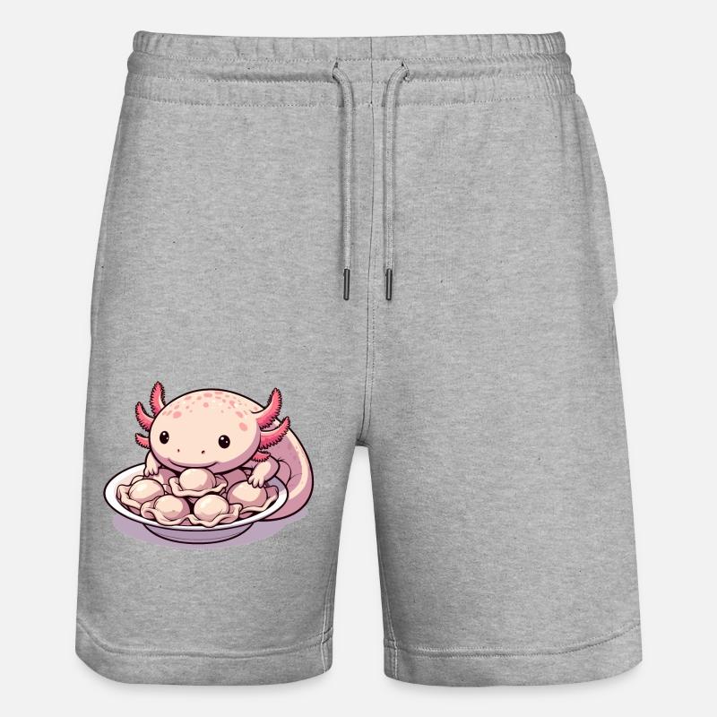 Axolotl Pelmeni süß Geschenk - Stanley/Stella Unisex Bio Joggingshorts Trainer  - Grau meliert