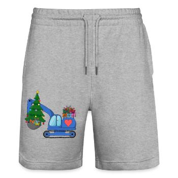 Excavator Christmas Blue - Stanley/Stella Trainer Unisex Organic Jogging Shorts - heather grey - Front - Nik (191cm) & Marisol (170cm)