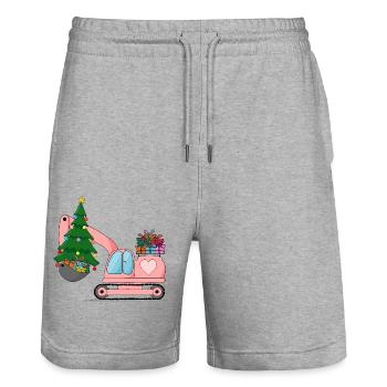 Bagger Weihnachten Rosa - Stanley/Stella Unisex Bio Joggingshorts Trainer  - Grau meliert - Vorne - Nik (191cm) & Marisol (170cm)
