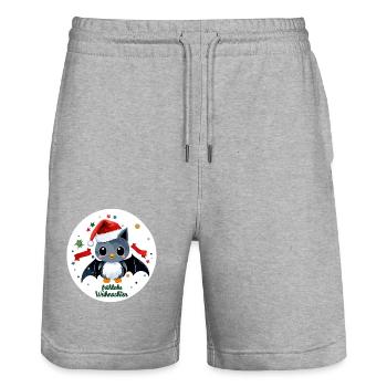 Bat Christmas - Stanley/Stella Trainer Unisex Organic Jogging Shorts - heather grey - Front - Nik (191cm) & Marisol (170cm)