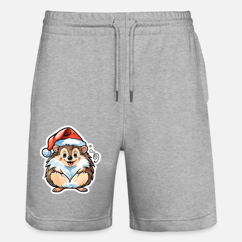 Dessin de Noël hérisson - Short de jogging bio TRAINER Stanley/Stella unisexe - gris chiné