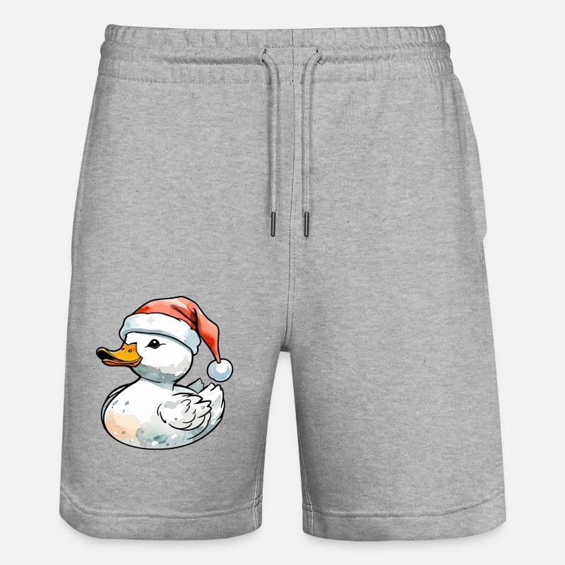 Dessin de Noël de canard - Short de jogging bio TRAINER Stanley/Stella unisexe - gris chiné