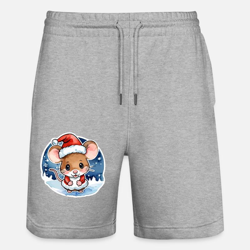 Dessin de Noël Souris - Short de jogging bio TRAINER Stanley/Stella unisexe - gris chiné