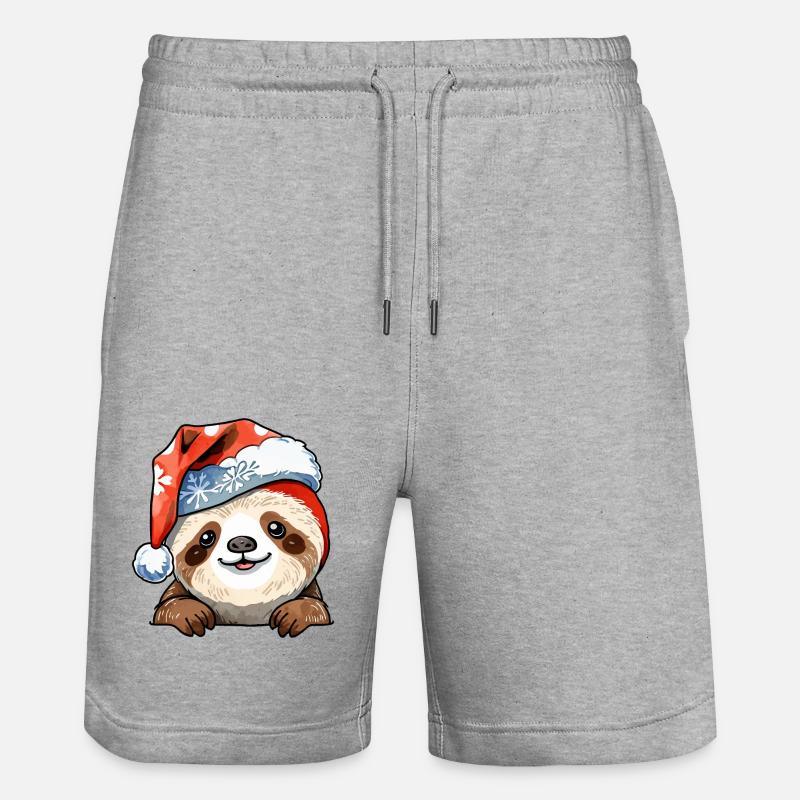 Sloth Christmas Drawing - Stanley/Stella Trainer Unisex Organic Jogging Shorts - heather grey