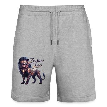 Zodiac Leo Sign | Majestic Celestial Lion - Stanley/Stella Trainer Unisex Organic Jogging Shorts - heather grey - Front - Nik (191cm) & Marisol (170cm)