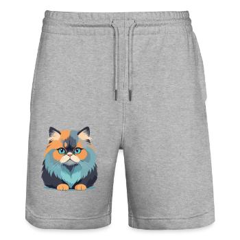 Katze Vektor Kunst mit lebendigen Farben Illustration - Stanley/Stella Unisex Bio Joggingshorts Trainer  - Grau meliert - Vorne - Nik (191cm) & Marisol (170cm)