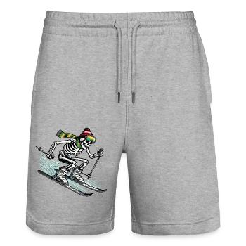 Skelett auf Skiern - Winterabenteuer mit Twist - Stanley/Stella Unisex Bio Joggingshorts Trainer  - Grau meliert - Vorne - Nik (191cm) & Marisol (170cm)