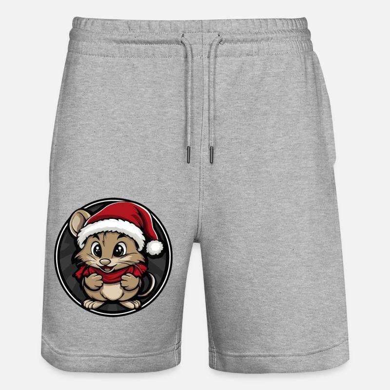 Souris Noël Animal - Short de jogging bio TRAINER Stanley/Stella unisexe - gris chiné