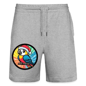 Parrot Christmas Animal - Stanley/Stella Trainer Unisex Organic Jogging Shorts - heather grey - Front - Nik (191cm) & Marisol (170cm)