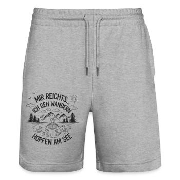 Hopfen am See Wandern Urlaub Berge - Stanley/Stella Unisex Bio Joggingshorts Trainer  - Grau meliert - Vorne - Nik (191cm) & Marisol (170cm)