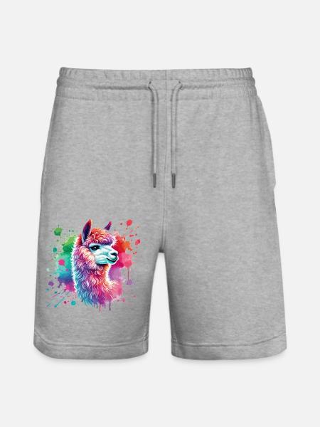 lama, alpaga aquarelle - Short de jogging bio TRAINER Stanley/Stella unisexe - gris chiné