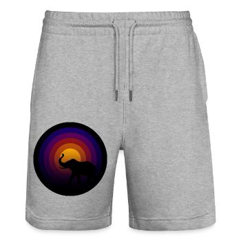 Schallplatte mit Elefanten Groove - Stanley/Stella Unisex Bio Joggingshorts Trainer  - Grau meliert - Vorne - Nik (191cm) & Marisol (170cm)