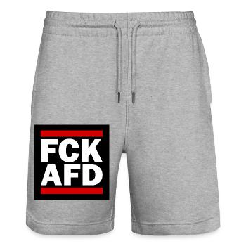 Fck afd - Stanley/Stella Trainer Unisex Organic Jogging Shorts - heather grey - Front - Nik (191cm) & Marisol (170cm)