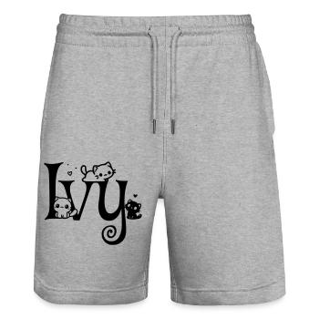 Ivy Name Vorname Kätzchenname - Stanley/Stella Unisex Bio Joggingshorts Trainer  - Grau meliert - Vorne - Nik (191cm) & Marisol (170cm)