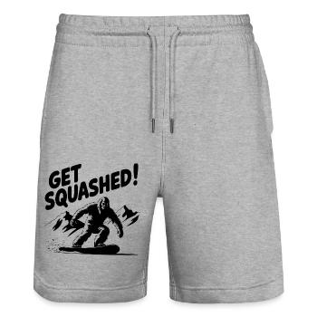 Bigfoot Snowboarder Snowboarding Winter Sports - Stanley/Stella Trainer Unisex Organic Jogging Shorts - heather grey - Front - Nik (191cm) & Marisol (170cm)