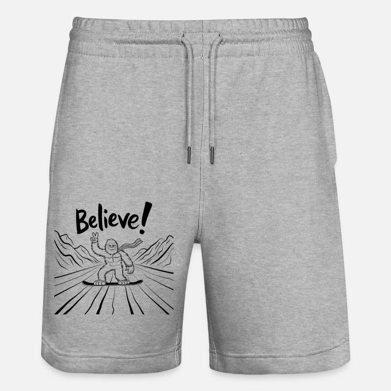 Sasquatch Bigfoot Snowboard Snowboarder - Short de jogging bio TRAINER Stanley/Stella unisexe - gris chiné