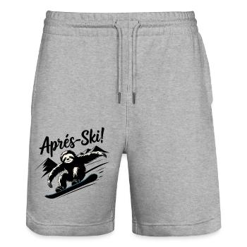 Sloth Sloth Snowboard Après-Ski - Short de jogging bio TRAINER Stanley/Stella unisexe - gris chiné - Devant - Nik (191cm) & Marisol (170cm)