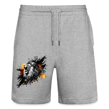 Löwe in Aquarell, bunt - Stanley/Stella Unisex Bio Joggingshorts Trainer  - Grau meliert - Vorne - Nik (191cm) & Marisol (170cm)