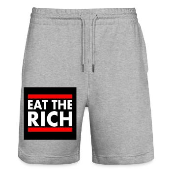 Eat the rich - Stanley/Stella Unisex Bio Joggingshorts Trainer  - Grau meliert - Vorne - Nik (191cm) & Marisol (170cm)
