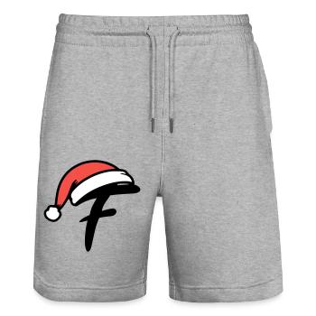 Lettre F Noël - Short de jogging bio TRAINER Stanley/Stella unisexe - gris chiné - Devant - Nik (191cm) & Marisol (170cm)
