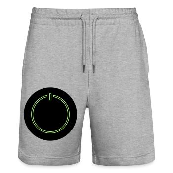Power Button - Stanley/Stella Trainer Unisex Organic Jogging Shorts - heather grey - Front - Nik (191cm) & Marisol (170cm)