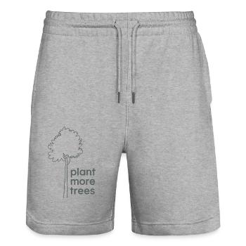 Plant More Trees - Nature Conservation Saying - Stanley/Stella Trainer Unisex Organic Jogging Shorts - heather grey - Front - Nik (191cm) & Marisol (170cm)
