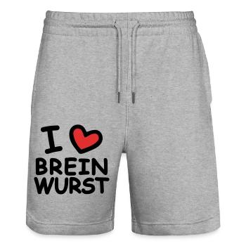 I Love Breinwurst - Stanley/Stella Unisex Bio Joggingshorts Trainer  - Grau meliert - Vorne - Nik (191cm) & Marisol (170cm)