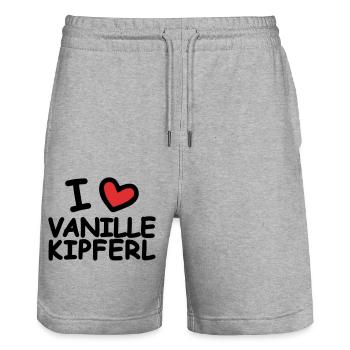 J’adore les croissants à la vanille - Short de jogging bio TRAINER Stanley/Stella unisexe - gris chiné - Devant - Nik (191cm) & Marisol (170cm)