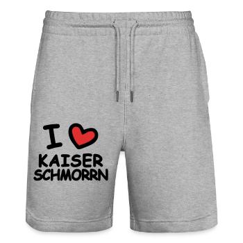 I Love Kaiserschmorrn - Stanley/Stella Trainer Unisex Organic Jogging Shorts - heather grey - Front - Nik (191cm) & Marisol (170cm)