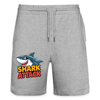 Drôle de requin Attaque de requin Amoureux de la mer - Short de jogging bio TRAINER Stanley/Stella unisexe - gris chiné - Devant - Nik (191cm) & Marisol (170cm)