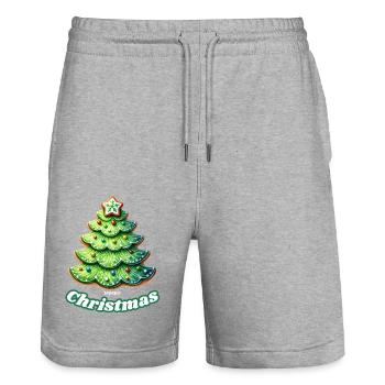 Merry Christmas, ideal für Weihnachten, Hingucker - Stanley/Stella Unisex Bio Joggingshorts Trainer  - Grau meliert - Vorne - Nik (191cm) & Marisol (170cm)