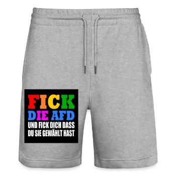 fick die afd und fick dich dass du sie gewählt has - Stanley/Stella Unisex Bio Joggingshorts Trainer  - Grau meliert - Vorne - Nik (191cm) & Marisol (170cm)