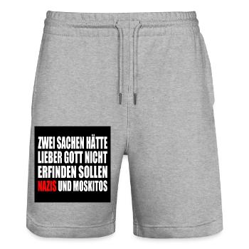 gegen nazis - Gegen Rechts - moskitos - Stanley/Stella Unisex Bio Joggingshorts Trainer  - Grau meliert - Vorne - Nik (191cm) & Marisol (170cm)