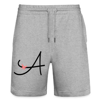 Buchstabe A Anfangsbuchstabe Schmetterling - Stanley/Stella Unisex Bio Joggingshorts Trainer  - Grau meliert - Vorne - Nik (191cm) & Marisol (170cm)