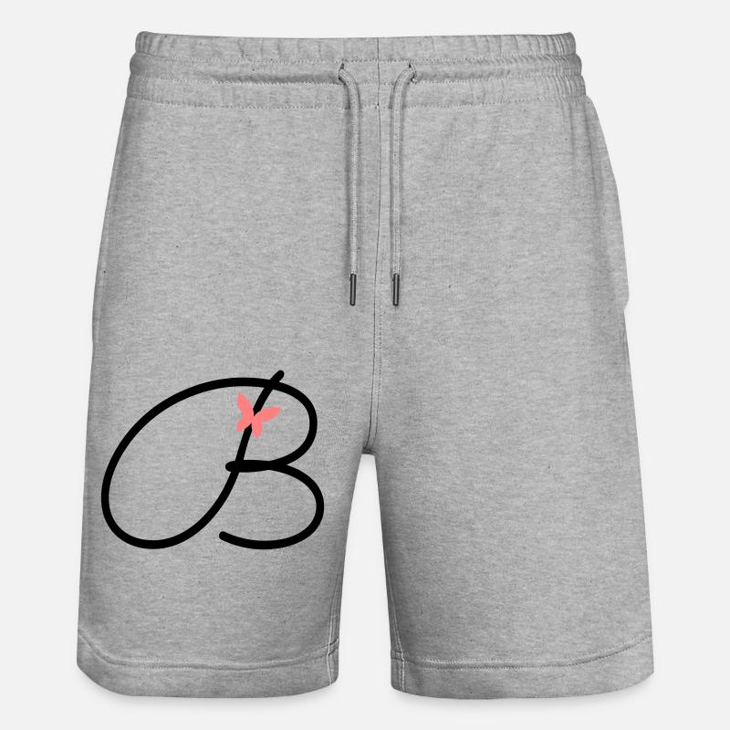 Lettre B Lettre initiale Papillon - Short de jogging bio TRAINER Stanley/Stella unisexe - gris chiné